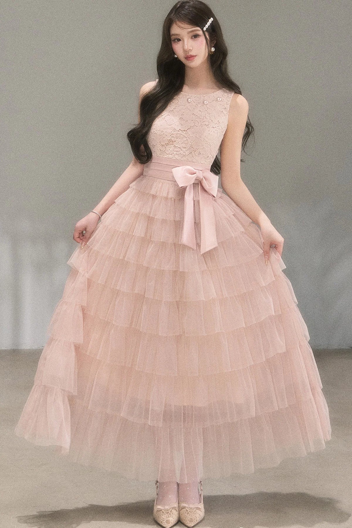 Retro French Lace Cake Dress