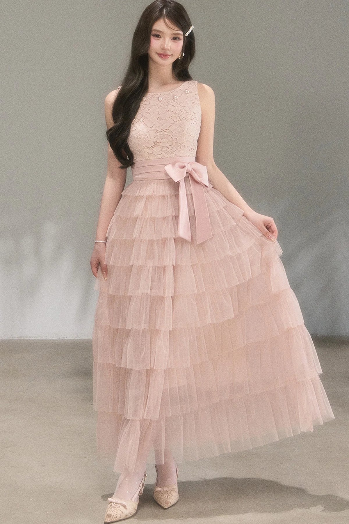 Retro French Lace Cake Dress