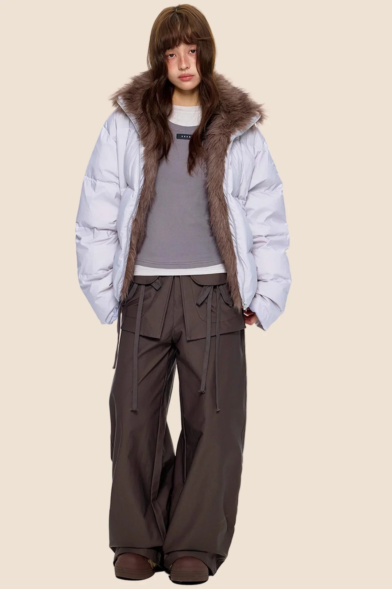 Retro Fur Collar Down Coat