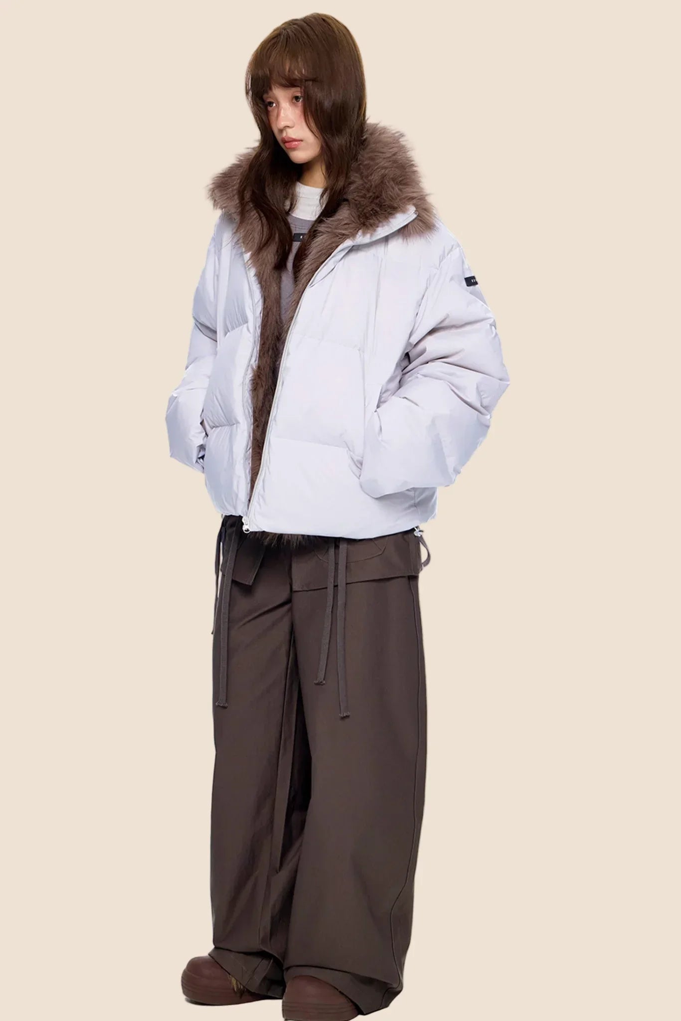 Retro Fur Collar Down Coat