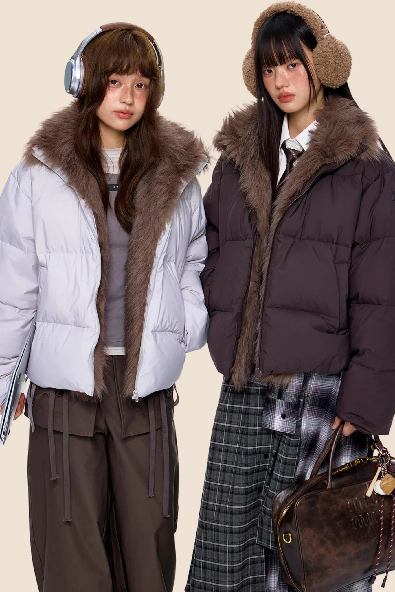 Retro Fur Collar Down Coat
