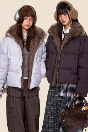 Retro Fur Collar Down Coat