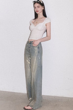 Retro Gradient Cotton Jeans