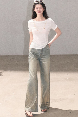 Retro Gradient Cotton Jeans