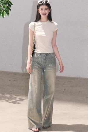 Retro Gradient Cotton Jeans