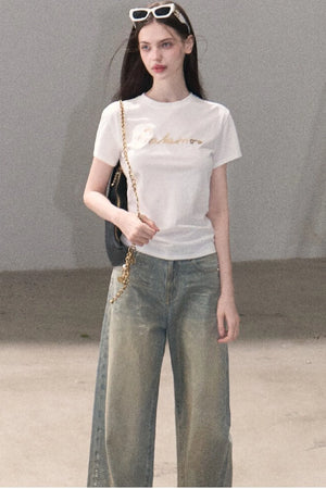 Retro Gradient Cotton Jeans