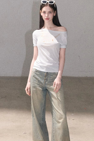 Retro Gradient Cotton Jeans