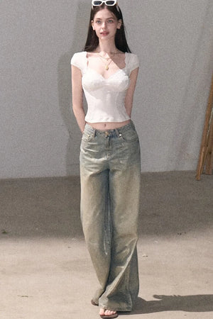 Retro Gradient Cotton Jeans