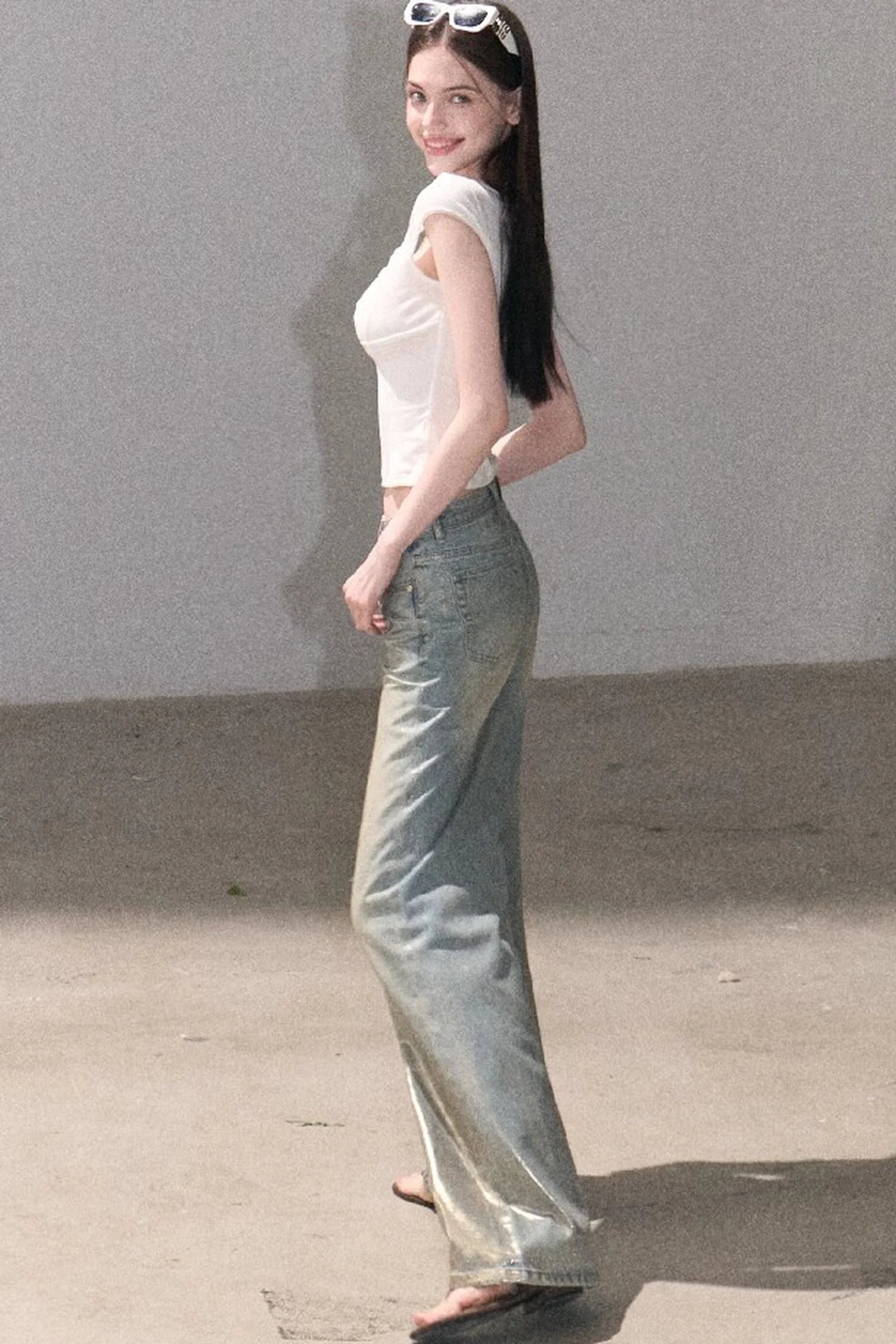 Retro Gradient Cotton Jeans