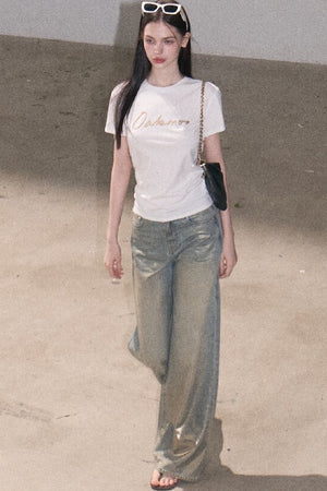 Retro Gradient Cotton Jeans
