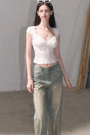 Retro Gradient Cotton Jeans
