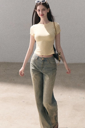 Retro Gradient Cotton Jeans