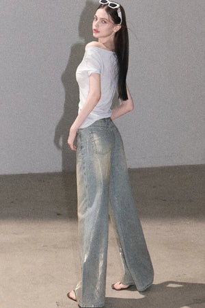 Retro Gradient Cotton Jeans