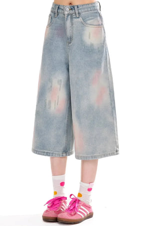 Retro Gradient Denim Shorts