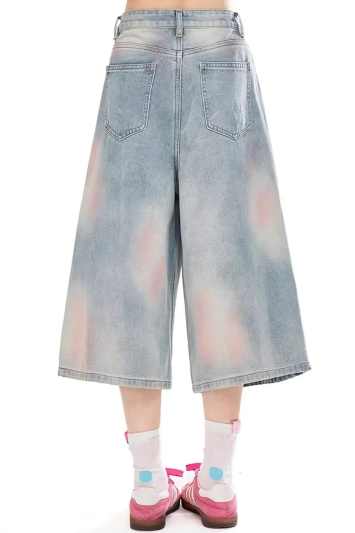 Retro Gradient Denim Shorts