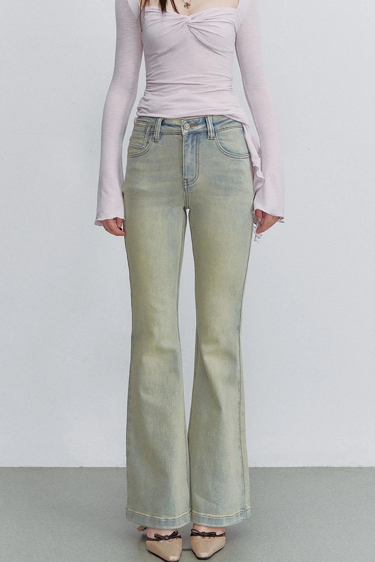 Retro Gradient Flared Denim Pants