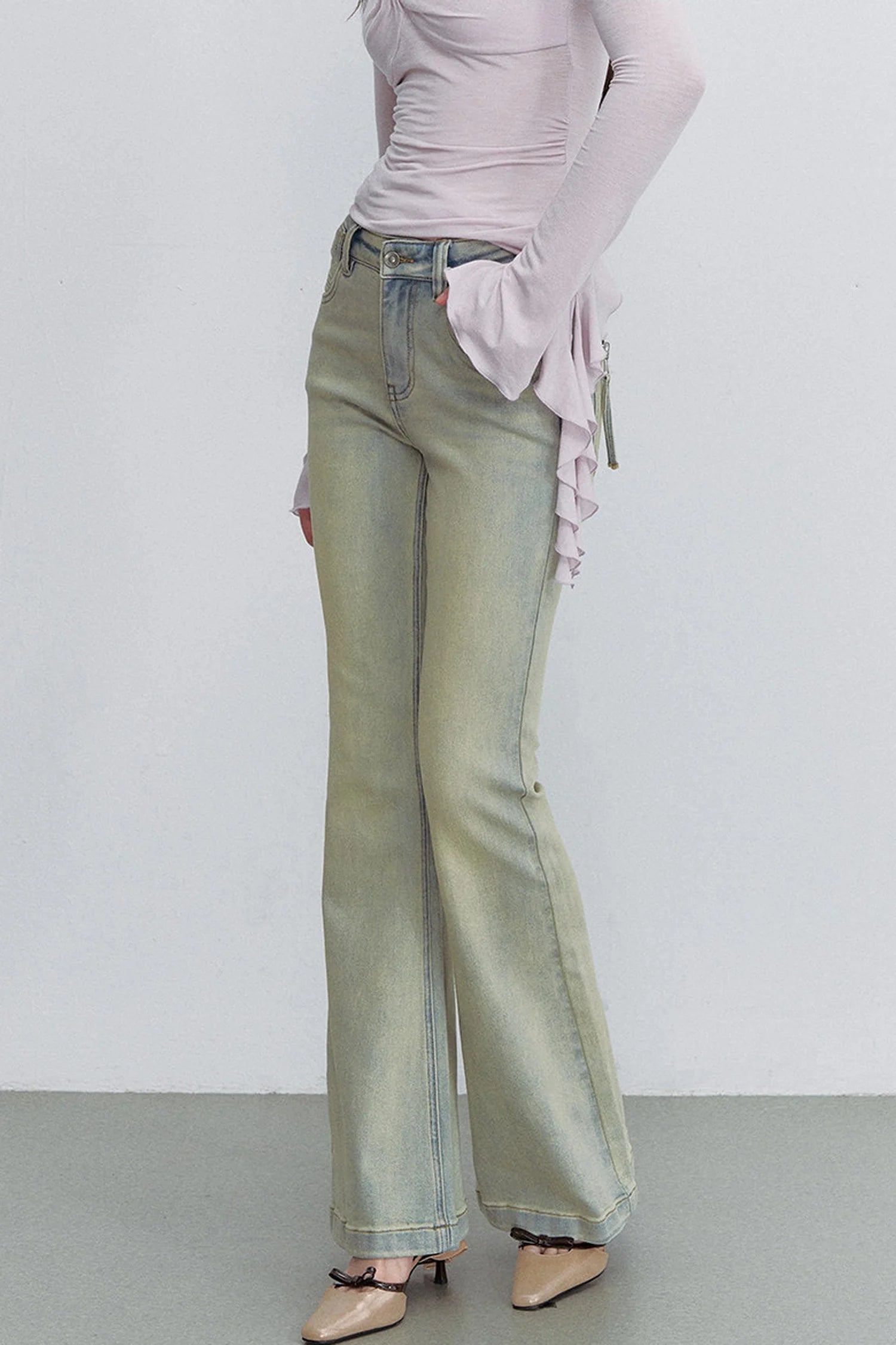 Retro Gradient Flared Denim Pants