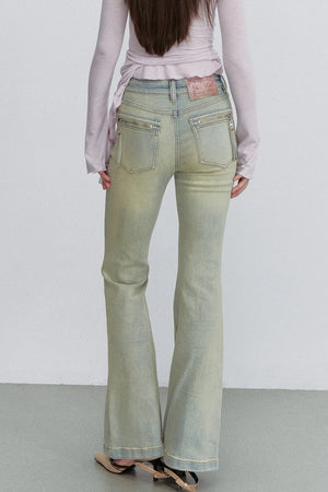 Retro Gradient Flared Denim Pants