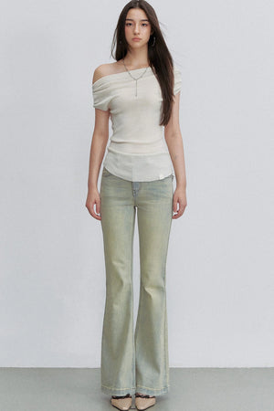 Retro Gradient Flared Denim Pants