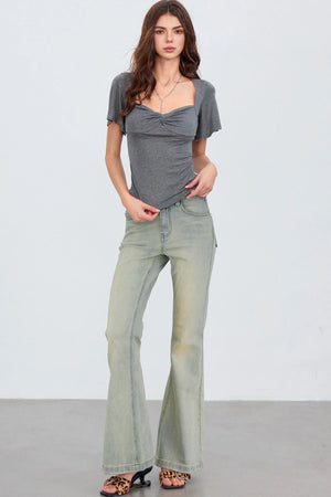 Retro Gradient Flared Denim Pants