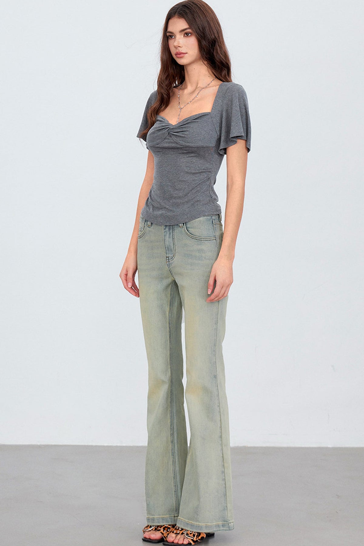 Retro Gradient Flared Denim Pants