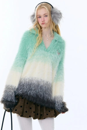 Retro Gradient V-Neck Sweater