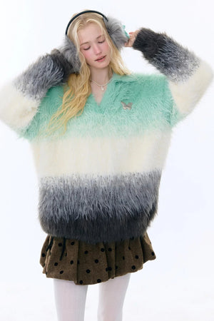 Retro Gradient V-Neck Sweater