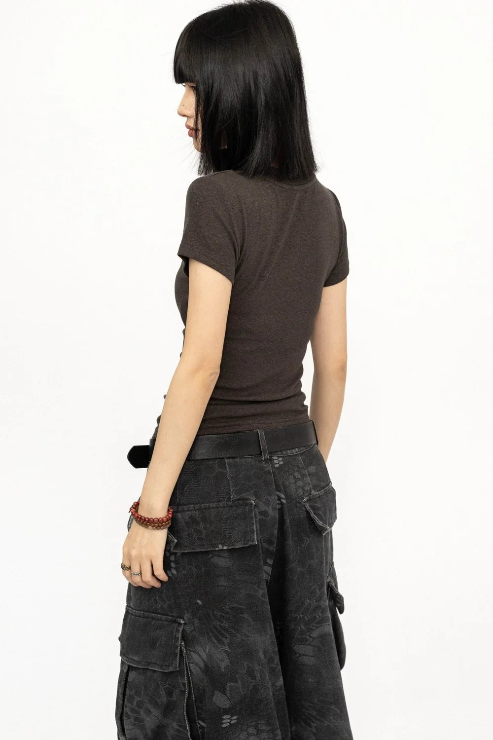 Retro Graffiti V-Neck Top