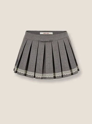 Retro Gray Low Waist Pleated Skirt