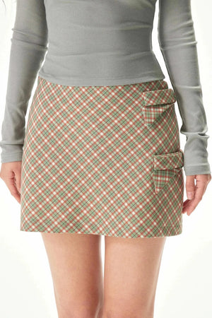 Retro Green Plaid A-Line Skirt
