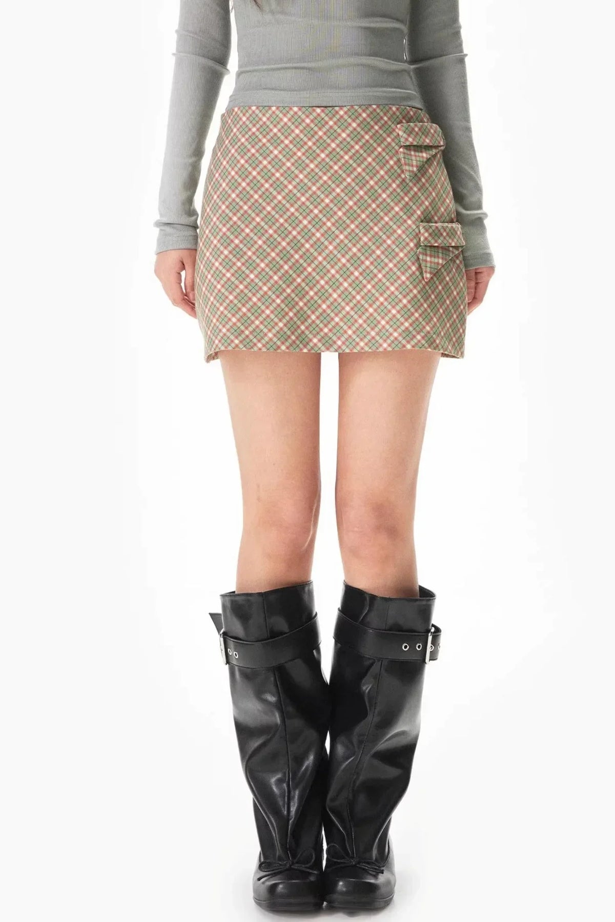 Retro Green Plaid A-Line Skirt