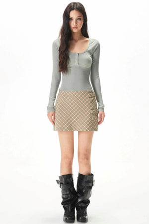 Retro Green Plaid A-Line Skirt