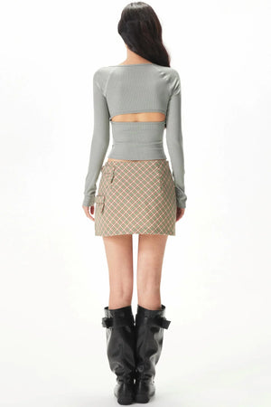 Retro Green Plaid A-Line Skirt