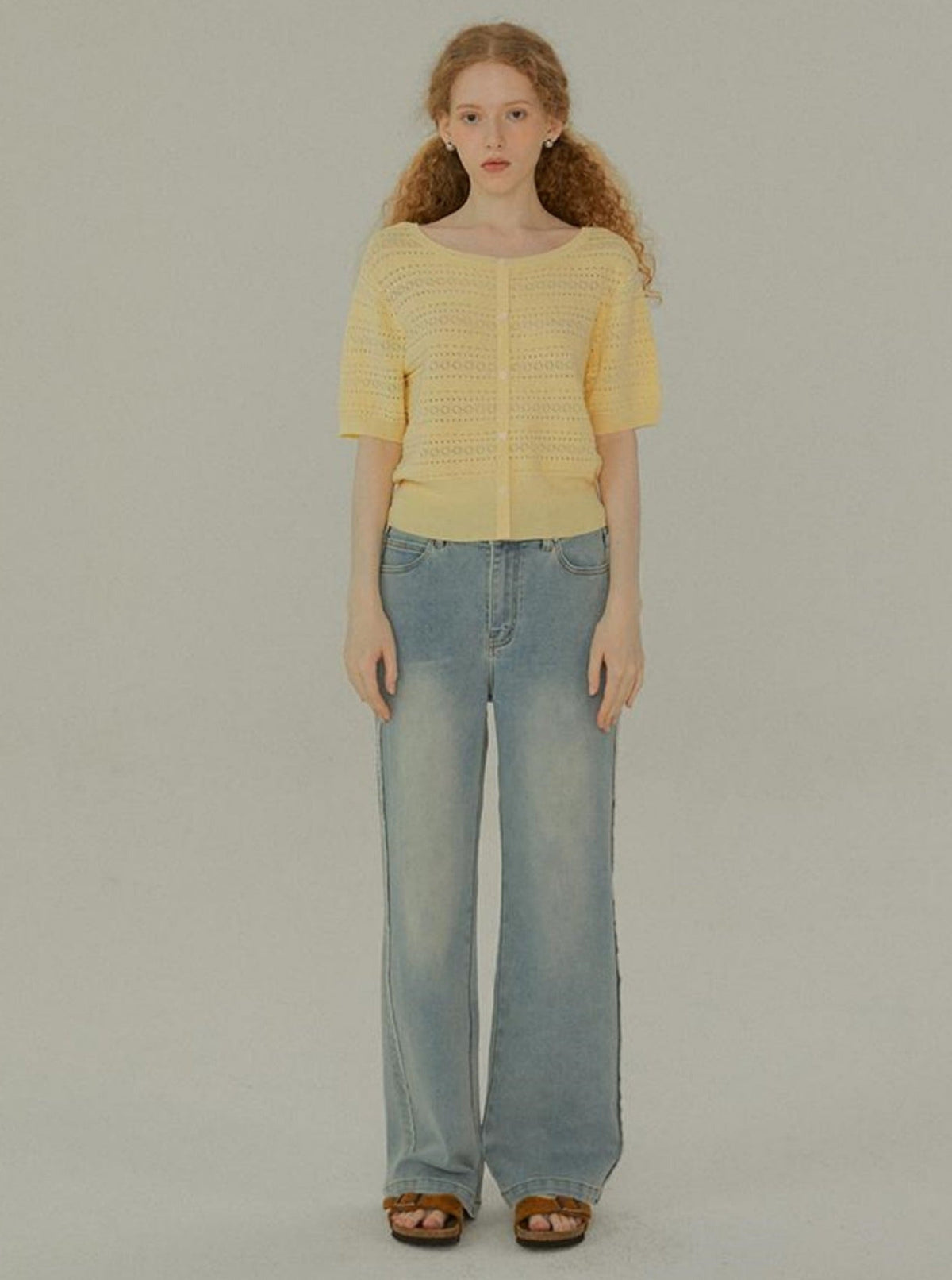 Retro Half-Sleeve Knitted Top