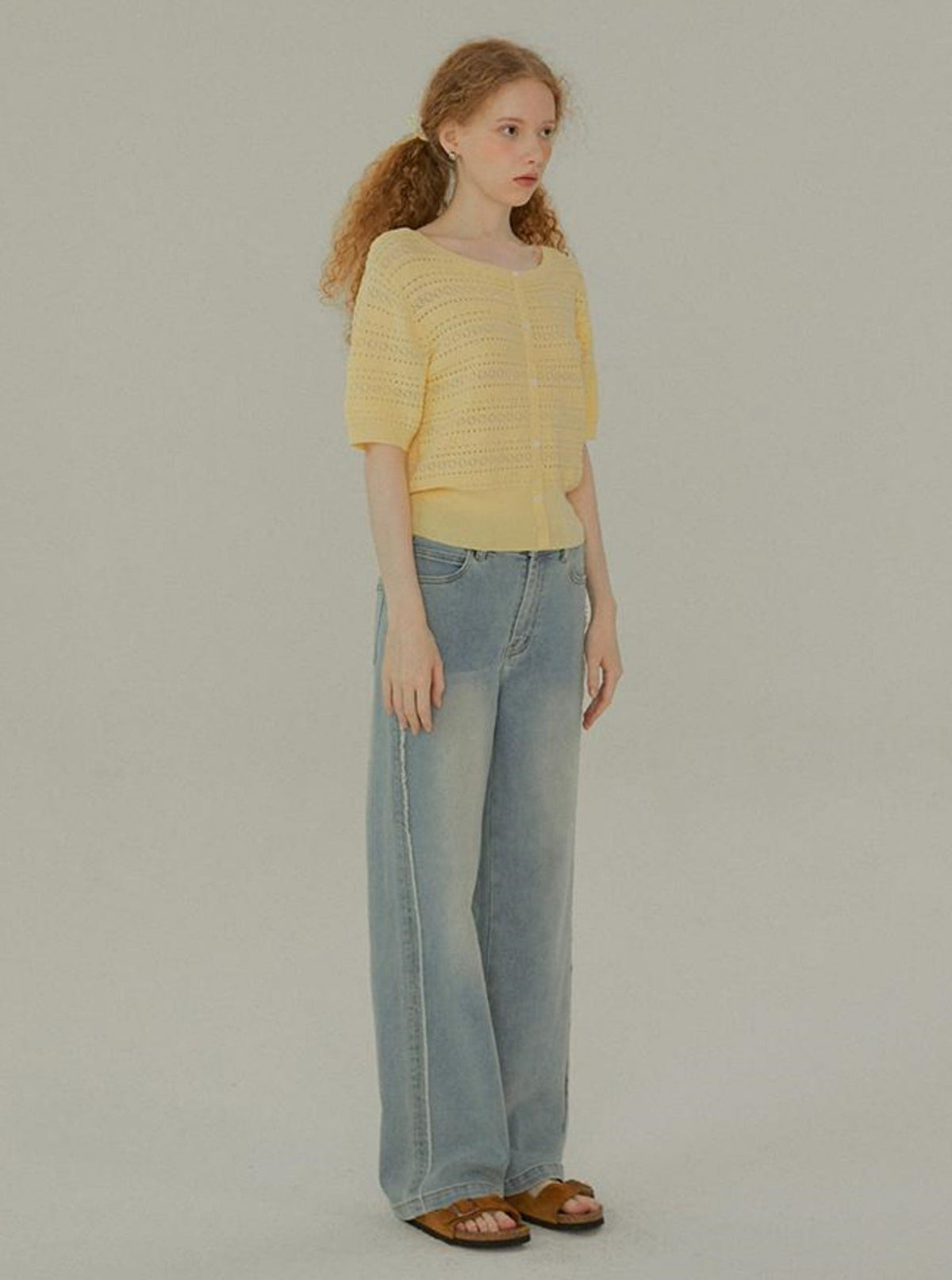 Retro Half-Sleeve Knitted Top
