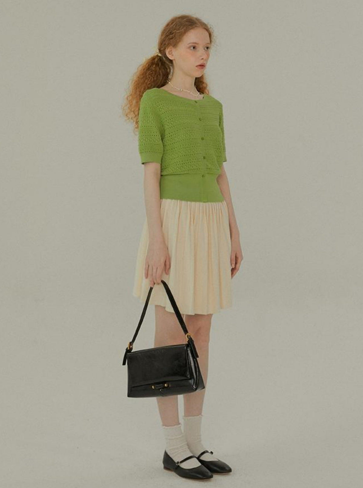Retro Half-Sleeve Knitted Top