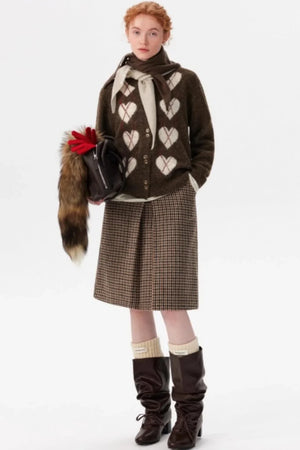 Retro Heart Knit Cardigan
