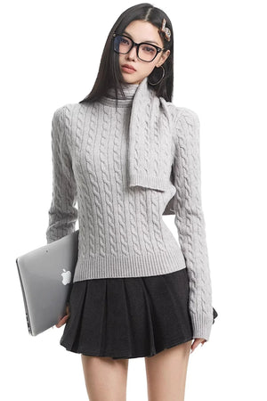 Retro High-Neck Knit Sweater