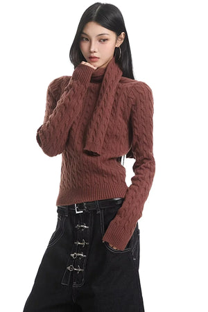 Retro High-Neck Knit Sweater