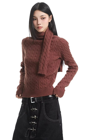 Retro High-Neck Knit Sweater