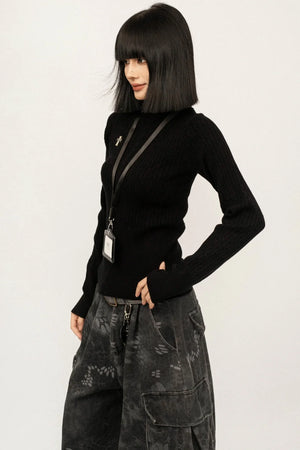 Retro High-Neck Knit Top
