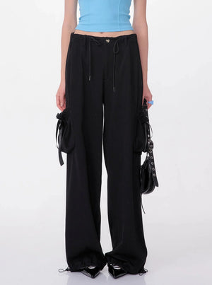 Retro High Waist Bow Pocket Pants
