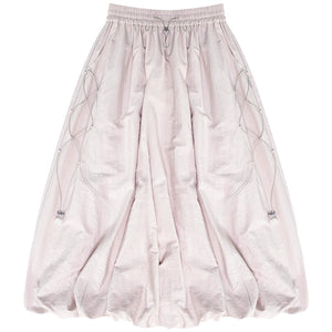 Retro High-Waisted Drawstring Skirt