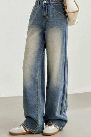 Retro High-Waisted Straight Jeans