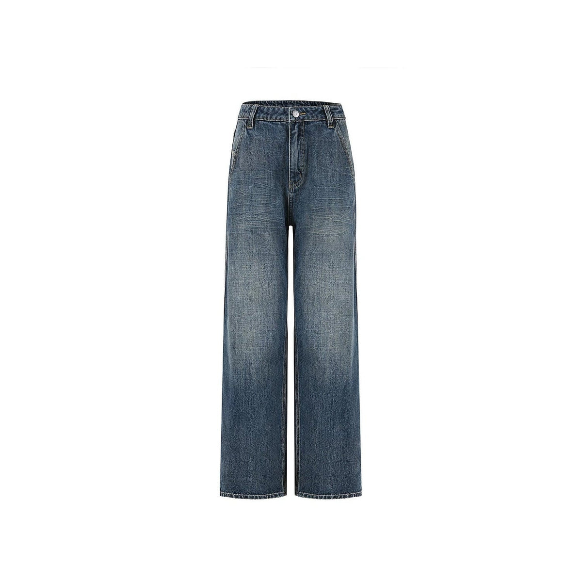 Retro High-Waisted Washed Wide-Leg Jeans