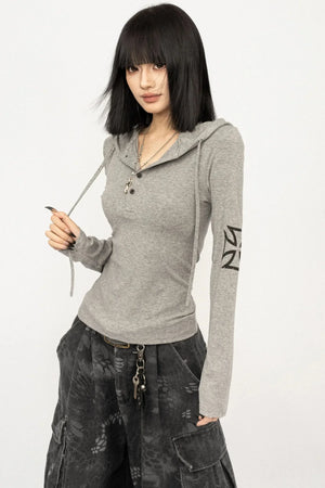 Retro Hooded Black Top