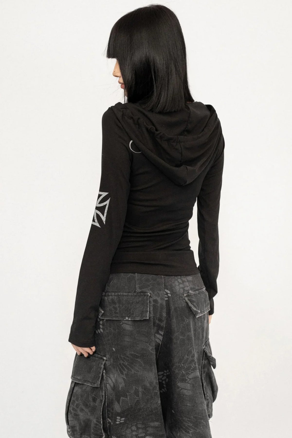 Retro Hooded Black Top