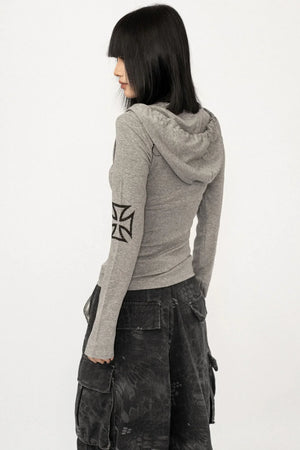 Retro Hooded Black Top