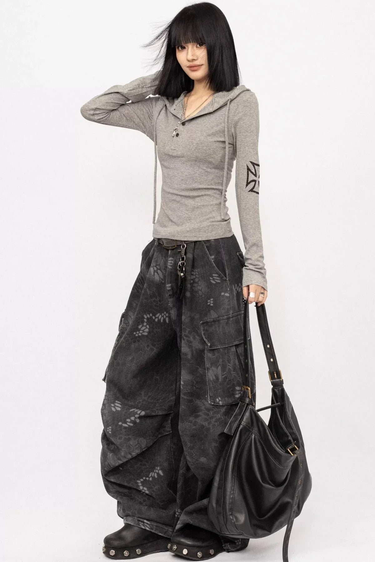 Retro Hooded Black Top