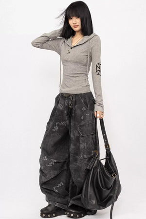 Retro Hooded Black Top